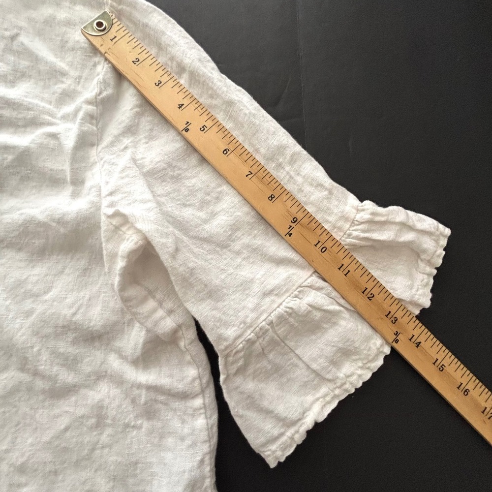 Francesca Bettini White Linen Crochet Lace Peplum Blouse Italy Large Boxy EUC - Picture 7 of 9